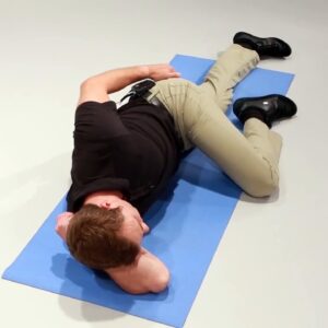 Side Laying Hip Flexion with Affected Leg on Top – Post-stroke Exercise